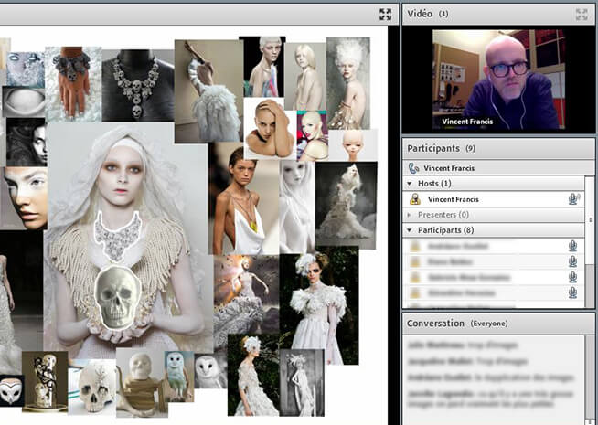 A digital mood board displaying an eclectic mix of avant-garde fashion images, characterized by unconventional designs and theatrical accessories.