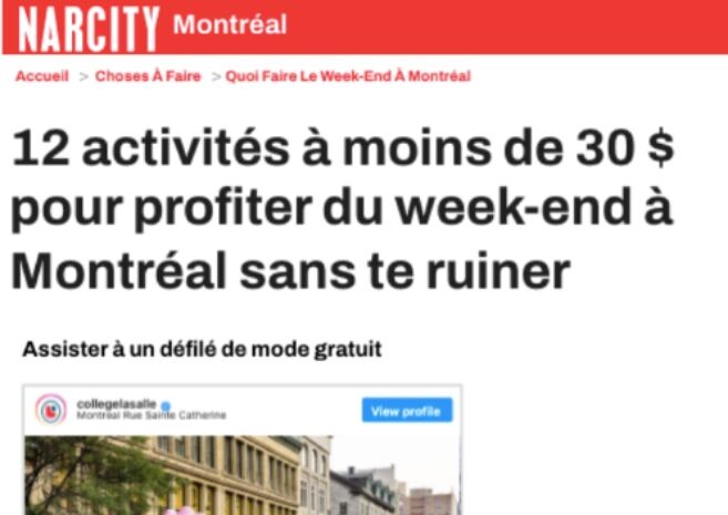 Découvrez 12 activités à moins de 30 $ pour un week-end agréable à Montréal sans se ruiner.