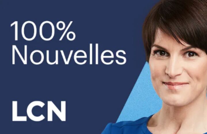 Promotional image of a news anchor for LCN's '100% Nouvelles' show.