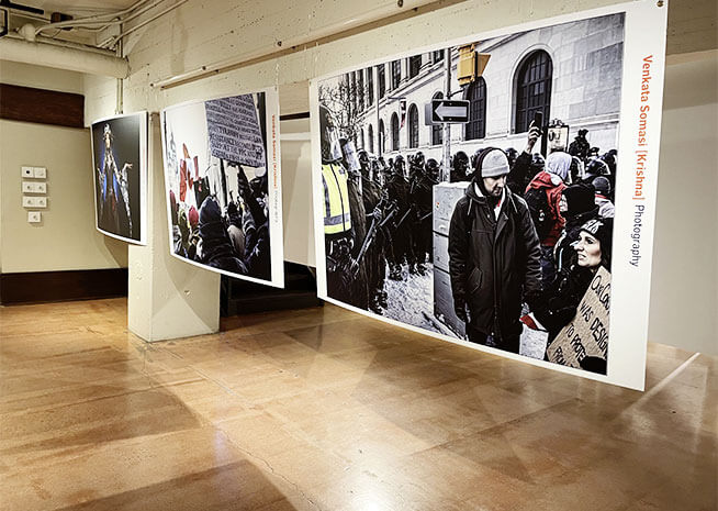Photographic exhibition capturing the essence of public demonstration and the spirit of protest.
