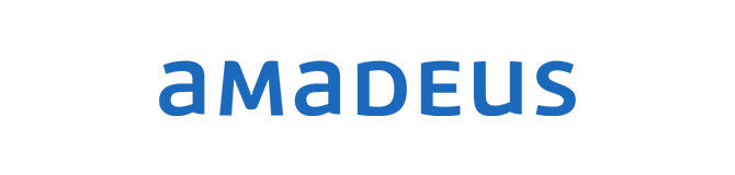 Le logo d'Amadeus, avec le mot "amadeus" en minuscules et en police sans-serif bleue.