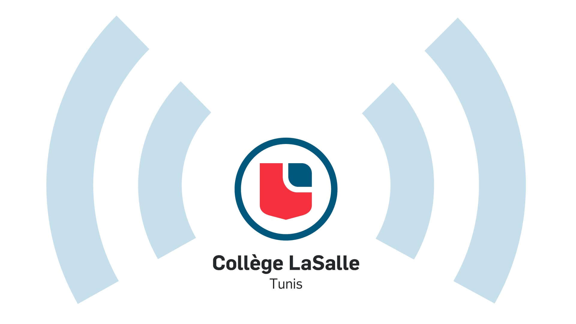 Illustration graphique d'un signal Wi-Fi entourant le logo du Collège LaSalle Tunis.