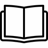 A simple line drawing of an open book, suggesting themes of reading, education, or literature.