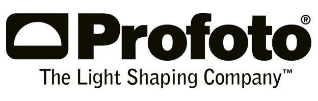 Logotip de Profoto, conegut com 'The Light Shaping Company', amb un disseny atrevit en blanc i negre.