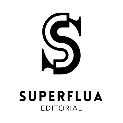 Monochrome logo featuring an intertwined 'S' and 'F' for Superflua Editorial.